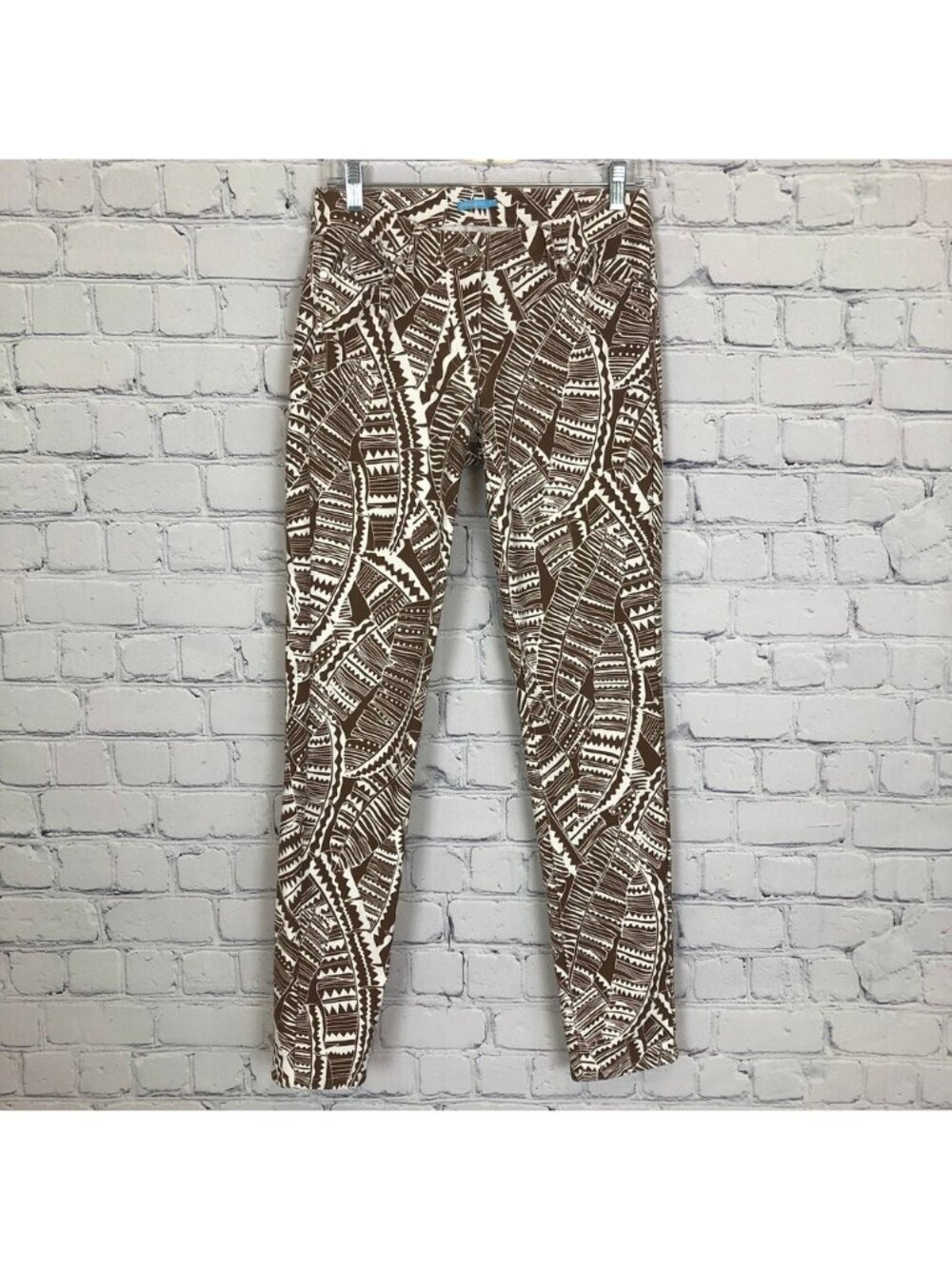 J McLaughlin Lexi Slim Leg Jeans Size 2 Brown White Print